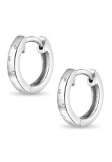 handsome silver clear cubic zirconia baby huggie earrings